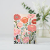 Blozende Pioenrozen Bloemschilderkunst Briefkaart (Staand voorkant)