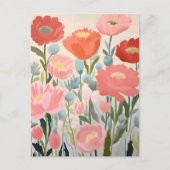 Blozende Pioenrozen Bloemschilderkunst Briefkaart (Voorkant)