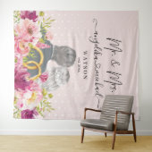Blozende Pioenrozen Trendy Script Mijnheer en Mevr Wandkleed (In Situ (horizontaal))