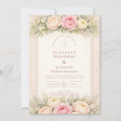 Blozende Ranunculus Rozen Tuin Bruiloft Kaart (Voorkant)