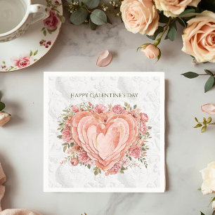 Blozende Rococo Bloemhart Galentine Tuin Elegant Servet