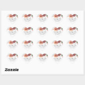 Blozende Roest Bloemige Bruiloft Hart Sticker (Vel)