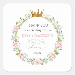 Blozende Romance: Roze Rozen en Baby’s Breath Vierkante Sticker