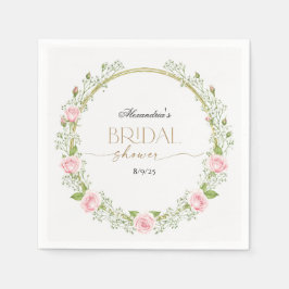 Blozende Romantiek: Roze Rozen & Baby’s Breath Servet