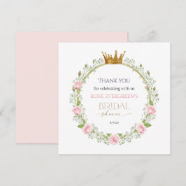 Blozende Romantiek: Roze Rozen en Baby’s Breath Bedankkaart