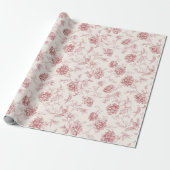 Blozende Rood Bloemig Verjaardag Cadeaupapier (Uitgerold)