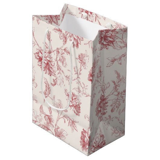 Blozende Rood Bloemig Verjaardag Medium Cadeauzakje (Voorkant Gekanteld)