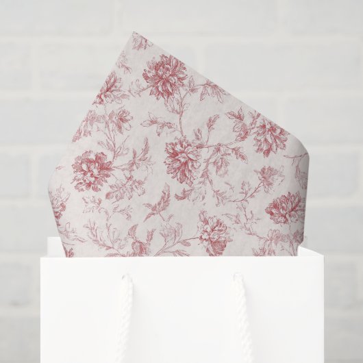 Blozende Rood Bloemig Verjaardag Tissuepapier (Cadeauzakje)