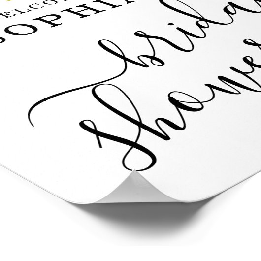 Blozende Roos Bloemige Welkomst Bruidsborrel Bord Poster (Hoek)