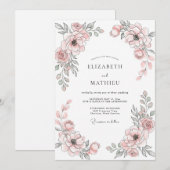 Blozende Roos Elegante Bloemige Bruiloft Kaart (Voorkant / Achterkant)