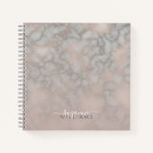 Blozende Roos en Grijs Marmer Elegantie Notitieboek (Voorkant)