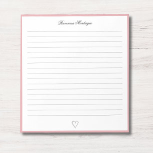 Blozende Roos Rand en Hart Aangepast Schrift Lined Notitieblok