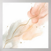 Blozende Roze Abstracte Bloemige Gouden Kunstposte Poster (Voorkant)