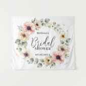 Blozende Roze Aquarel Anemoon Krans Bruidsdouche Wandkleed (Voorkant (horizontaal))