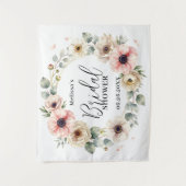 Blozende Roze Aquarel Anemoon Krans Bruidsdouche Wandkleed (Voorkant)