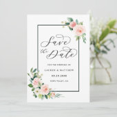 Blozende Roze Aquarel Bloem Huwelijk Sla de Datum Save The Date (Staand voorkant)