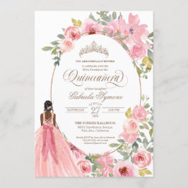 Blozende Roze Aquarel Bloem Quinceanera Kaart