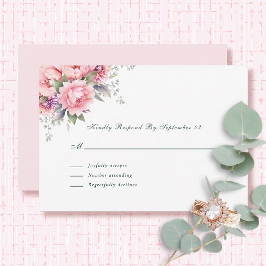 Blozende Roze Aquarel Bloem Romantisch Schrift RSV