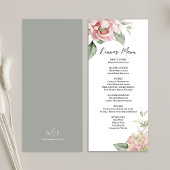 Blozende Roze Aquarel Bloemen Bruiloft Diner Menu