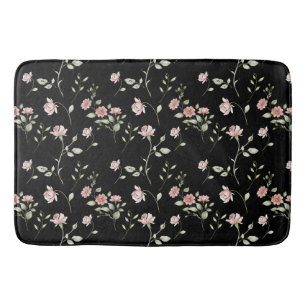 Blozende Roze Aquarel Bloemendecor Zwart  Badmat