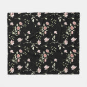 Blozende Roze Aquarel Bloemendek Zwart Fleece Deken (Voorkant (Horizontaal))