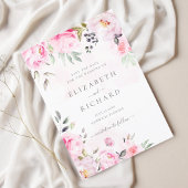 Blozende Roze Aquarel Bloemige Groene Huwelijk Save The Date