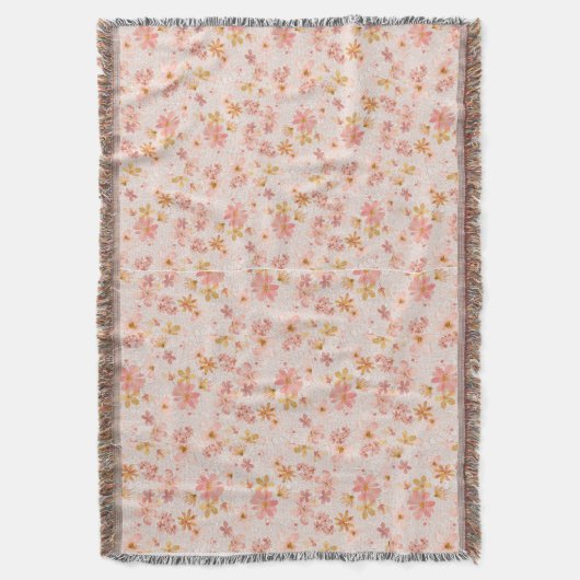 Blozende Roze Aquarel Bloemmotief Deken (Voorkant Verticaal)