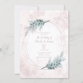 Blozende Roze Aquarel Geometrische Botanische Brui Kaart