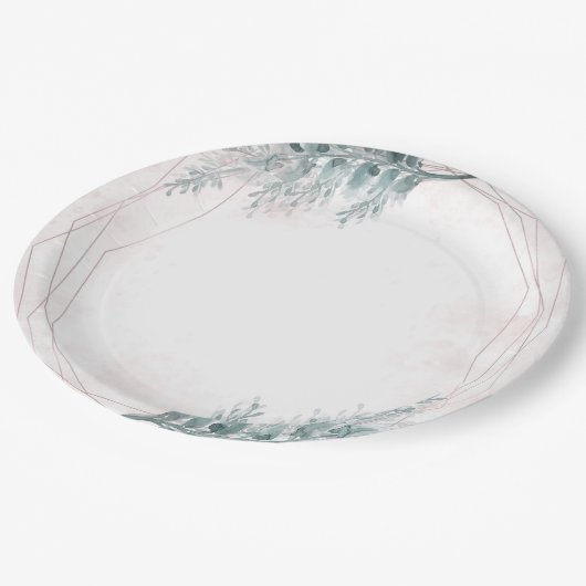 Blozende Roze Aquarel Geometrische Botanische Brui Papieren Bordje (Gekanteld)