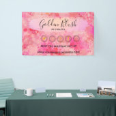 Blozende Roze Aquarel & Moderne Gouden Geometrisch Spandoek (Beurs)