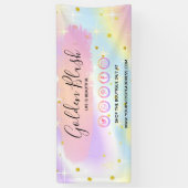 Blozende Roze Aquarel & Moderne Gouden Geometrisch Spandoek (Verticaal)