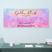 Blozende Roze Aquarel & Moderne Gouden Geometrisch Spandoek (Beurs)