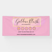 Blozende Roze Aquarel & Moderne Gouden Geometrisch Spandoek (Horizontaal)