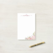 Blozende Roze Aquarel Roos Bloem Elegant Post-it® Notes (Op bureau)