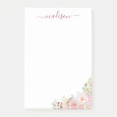 Blozende Roze Aquarel Roos Bloem Elegant Post-it® Notes (Voorkant)
