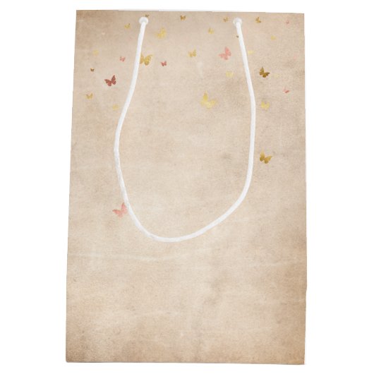 Blozende Roze Aquarel Roos Gouden Quinceanera Medium Cadeauzakje (Achterkant)