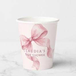 Blozende Roze Aquarel Strik Baby Borrel Papieren Bekers
