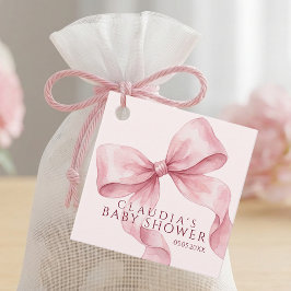 Blozende Roze Aquarel Strik Baby Shower Bedankt Bedankjes Labels
