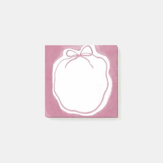 Blozende Roze Aquarel Strik Krans Post-it® Notes (Voorkant)
