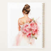 Blozende Roze Aquarel Trouwjurk Bruidsfeest Planner (Achterkant)
