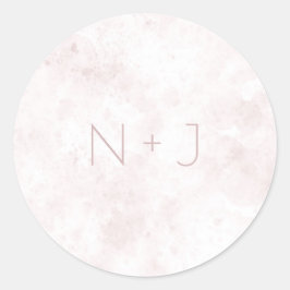 Blozende Roze Aquarel Vlek Moderne Glamour Bruilof Ronde Sticker