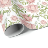 Blozende Roze Aquarelrozen Cadeaupapier (Rol Hoek)