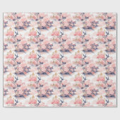 Blozende Roze Aziatische Huis Bloem Cadeaupapier (Vlak)