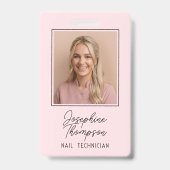 Blozende Roze Bedrijfsfotoid-layout voor werknemer Badge (Voorzijde)