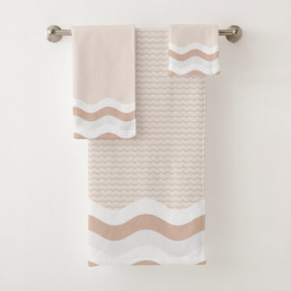 Blozende Roze Beige Golvende Strepen Naadloos Patr Bad Handdoek