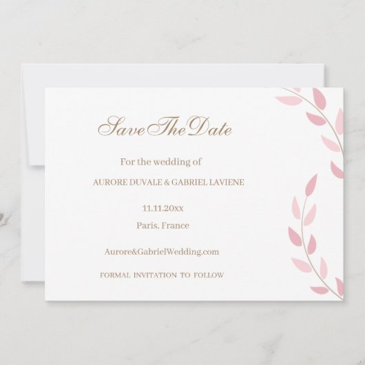 Blozende Roze Bladeren Herfst Save The Date Trouwe Kaart (Voorkant)
