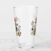 Blozende Roze & Blauwe Geborduurde Rozen Glas (Links)