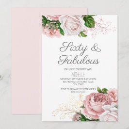 Blozende Roze Bloem 60 en Fabulous Verjaardag Kaart