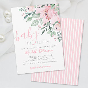 Blozende Roze Bloem Baby in Bloei Meisjes Shower Kaart