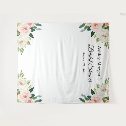 Blozende Roze Bloem Bruids Bruiloft Foto Achtergro Wandkleed (Voorkant (horizontaal))